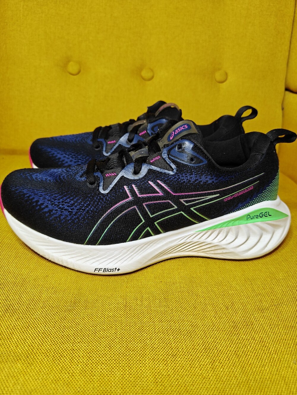 ASICS Gel-Cumulus 25 Sheet Black Pink Glo Running Sneakers Women's Shoes Size 8